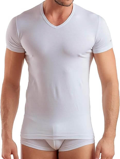 T-Shirt Enrico Coveri Scollo a V Uomo art. 1001 Bielastico Pack 3pz. Bianche