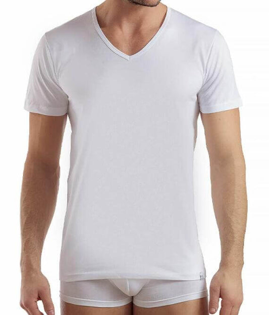 T-Shirt Enrico Coveri Scollo a V Pettinato art.1101 Bianche Pack 3pz.