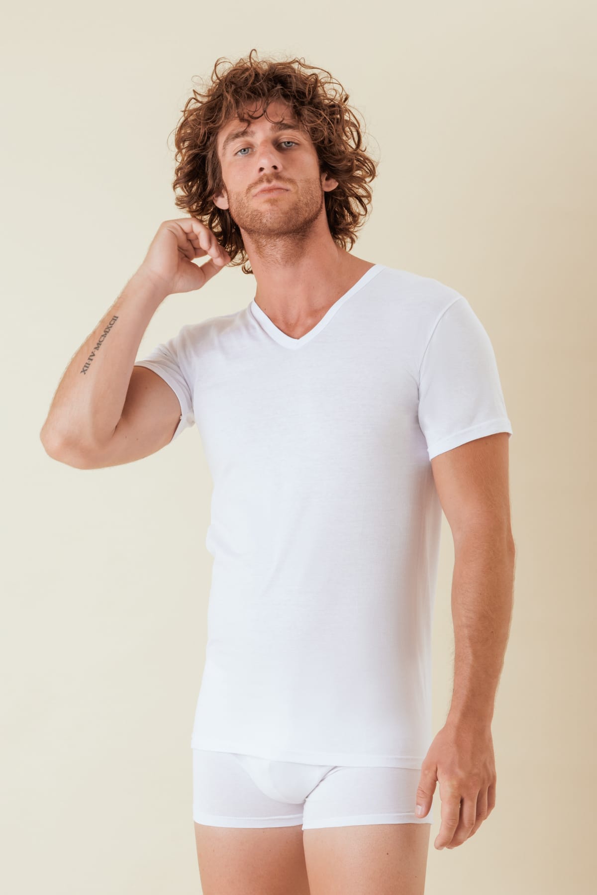 Speedy Line Maglia Scollo a V Mezza Manica Caldo Cotone Pack 3pz. OP04